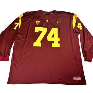 Nike Team USC Athletics Courtland Ford #74 Long Sleeve Burgundy Yellow Size 6XL